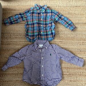 2 Boys Button-down Ralph Lauren Poli 18m Shirts, blue and purple
